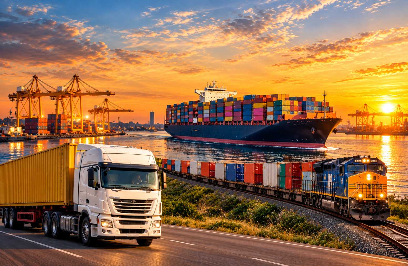 Road, sea and railway freight