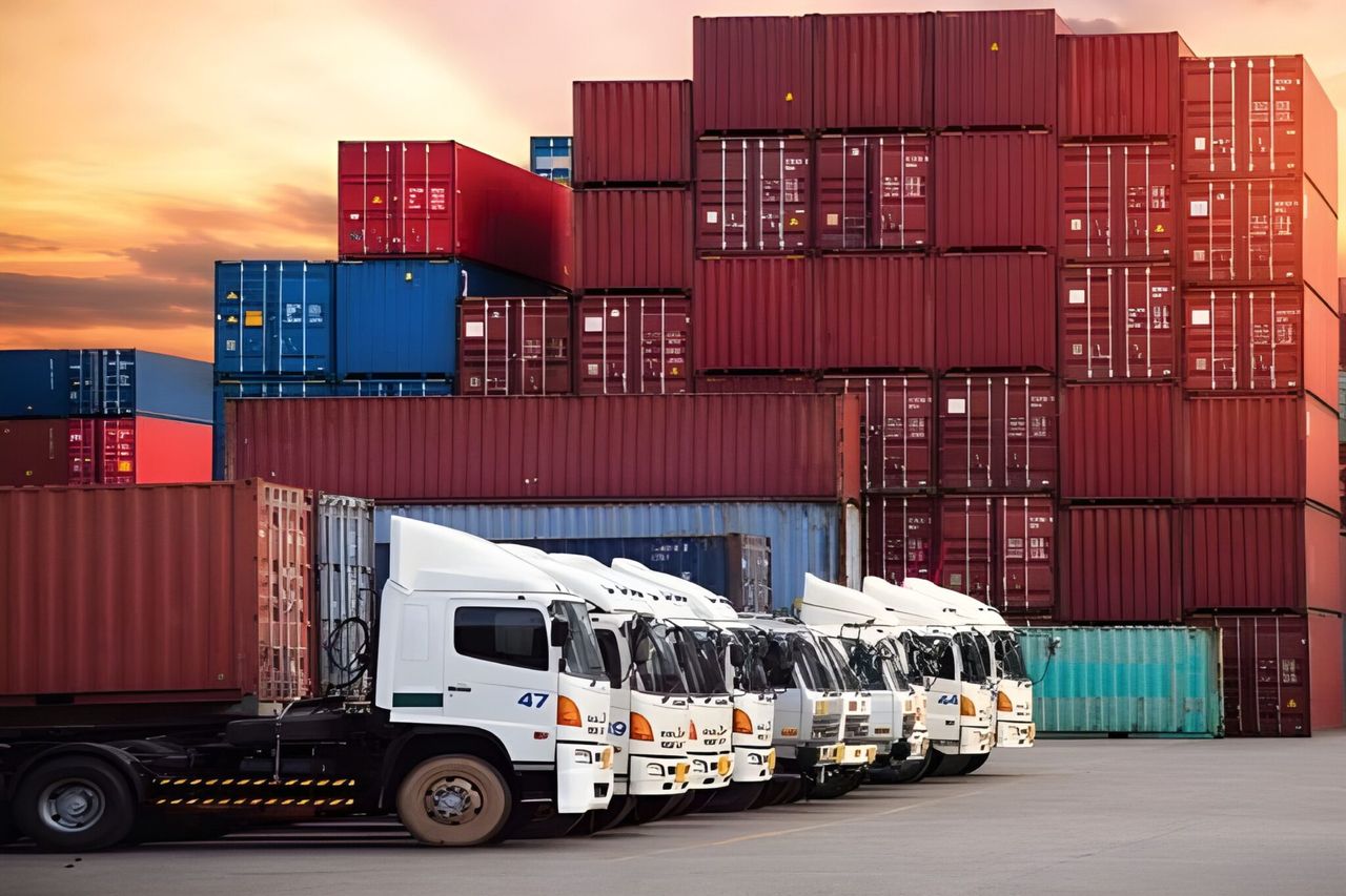 Road transport fleet in operation